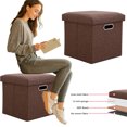 thumbnail image 3 of Pequeño Organizador Asiento Plegable Cubo Reposador Pie Almacenamiento Otomana Con Tapa Esponja 11.81x11.81x11.81 Pulgadas Plegables Pequeñas Otomanas para Sala Estar en Casa, 3 of 9