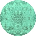 thumbnail image 1 of Ahgly Company Machine Washable Indoor Round Persian Turquoise Blue Traditional Area Rugs, 6' Round, 1 of 4