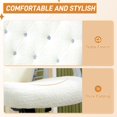thumbnail image 3 of White Teddy Fleece Office Chair - Adjustable Task Desk Chair with Button Tufted Back, Swivel Wheels - Ideal for Home Office, Study & Vanity Use - 24" x 24", 3 of 7