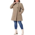 thumbnail image 2 of Abrigos de invierno para mujer de tallas grandes Agnes Orinda, abrigo de doble botonadura, chaquetas exteriores 3X color marrón claro, 2 of 6