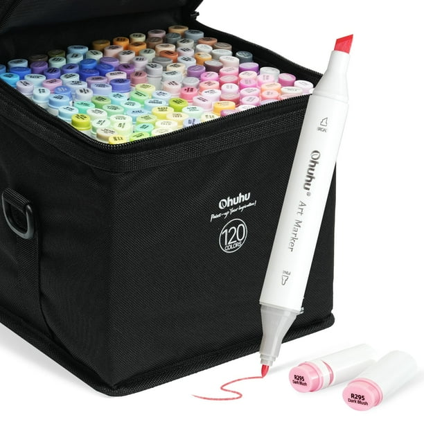 Rotuladores de alcohol Ohuhu Oahu, juego de 120 colores con funda para artistas