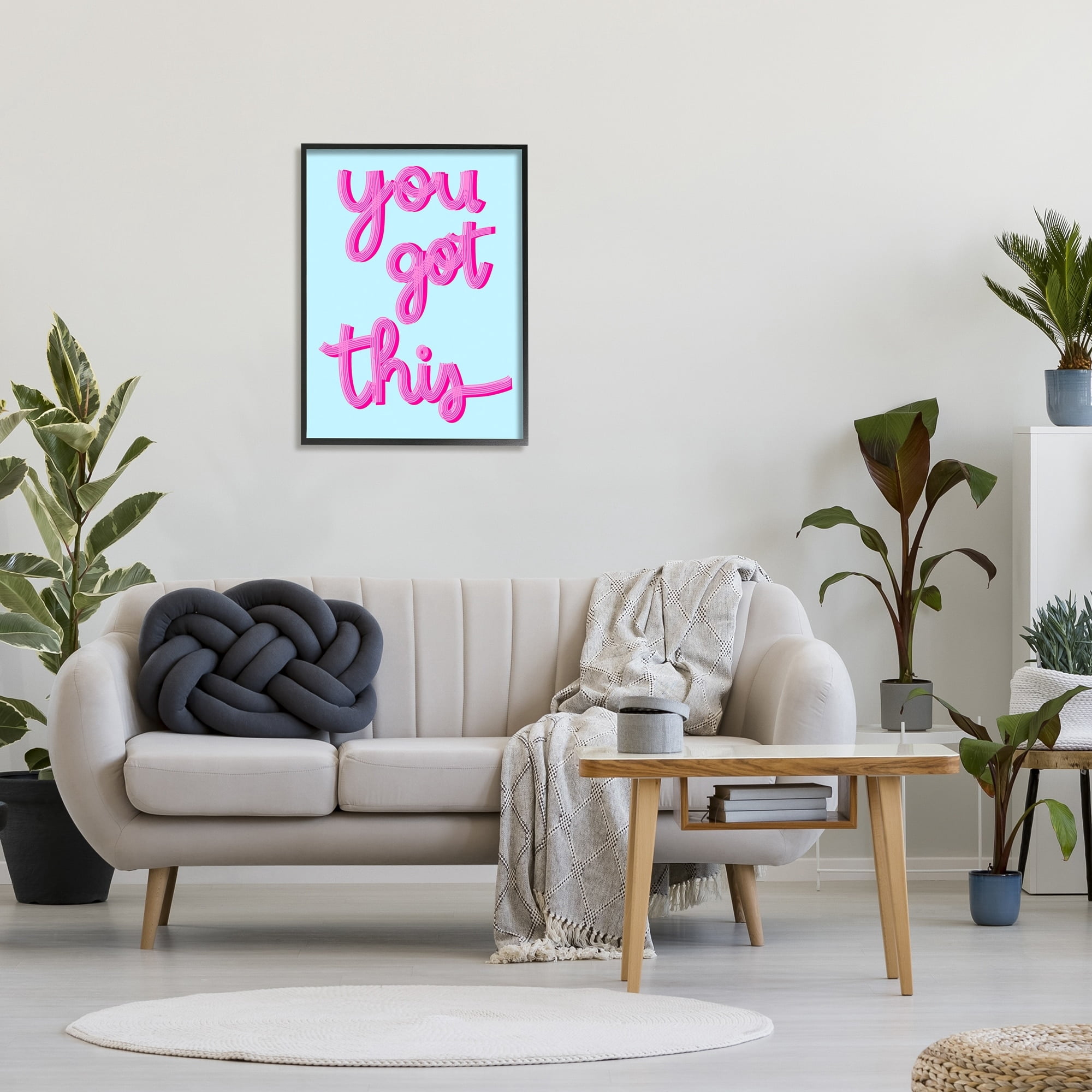 Stupell Industries You Got This Pink & Blue Phrase Inspirational Painting Black Framed Art Print Wall Art