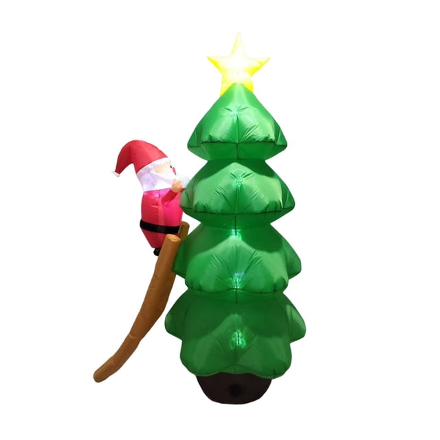 Adornos navideños inflables para exteriores, 210 cm. Adorno navideño único: Papá Noel trepando al árbol, ideal para fiestas en casa, jardín o cualquie