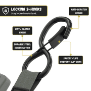 JACO Retractable Ratchet Straps - 1 x 15 ft (1,760 lbs Break Strength) | Auto Self Retracting Cargo Tie Down Strap Set