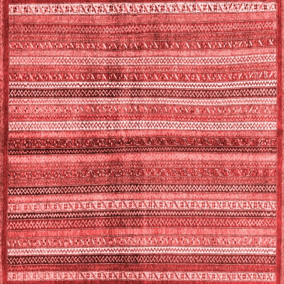 Ahgly Company Indoor Square Abstract Red Modern Area Rugs, 3' Square