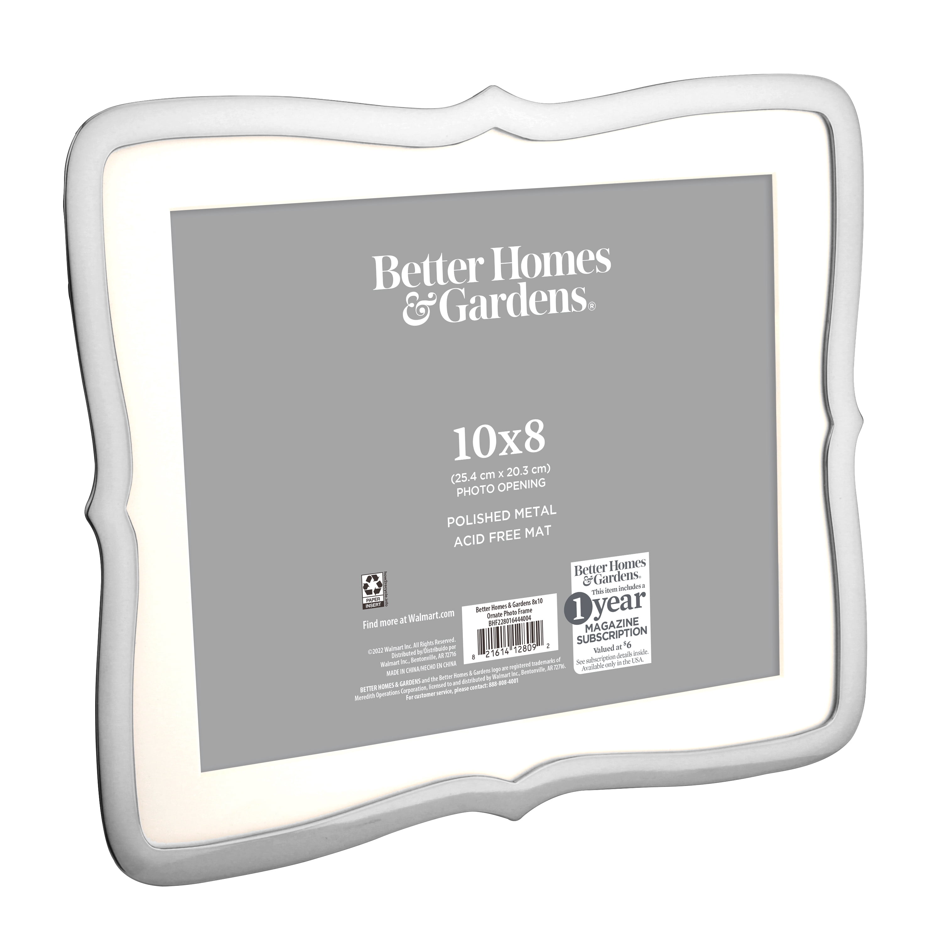 Better Homes & Gardens 8 x 10 Ornate Metal Tabletop Picture Frame, Silver
