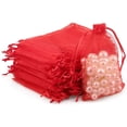 thumbnail image 1 of Sacs en Organza pour Cadeaux de Fête, Lot de 100, 13*18 cm, Rouge, 1 of 3