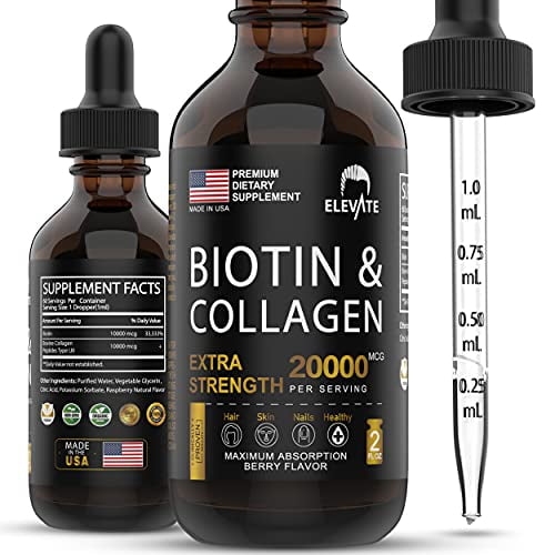 ELEVATE Biotin & Collagen Hair Growth Drops 20000mcg Liquid Biotin