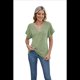 thumbnail image 5 of Camiseta Holgada Informal de Color Liso con Cuello en V para Mujer, Corta, Verde, Talla L, 5 of 10