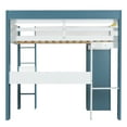 thumbnail image 5 of Yoneston Full Wooden Loft Bed with Built-in Storage Shelves, Desk, Clothes Rails & Bookshelves for Kids Bedroom, White & Blue, 5 of 18