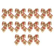 10PCS Christmas Bows for Decorations - Various Styles Fabric Bows for Christmas Tree Garland Party Supplies Holiday Celebration Accessories