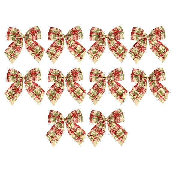 10PCS Christmas Bows for Decorations - Various Styles Fabric Bows for Christmas Tree Garland Party Supplies Holiday Celebration Accessories