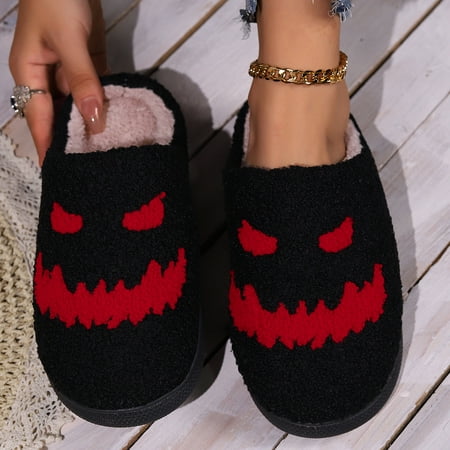 

Mushroom Fashion Winter Smiley Heart Cotton Slippers Women Wholesale Indoor Home Rainbow Plush Warm Slippers Halloween Ghost Face