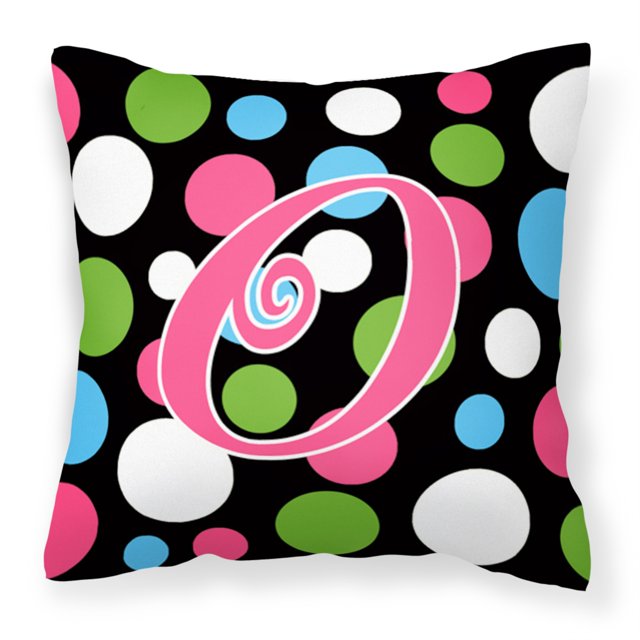 "Treasures CJ1038-OPW1414 Monogram Initial O Lunares y almohada de tela rosa, grande, multicolor" Caroline's Treasures CJ1038-OPW1414