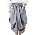 thumbnail image 1 of IROINNID Long Elastic Waist Skirt For Women Cotton Hemp Skirt Loose Large Lantern Skirt Solid Color Skirt, 1 of 7