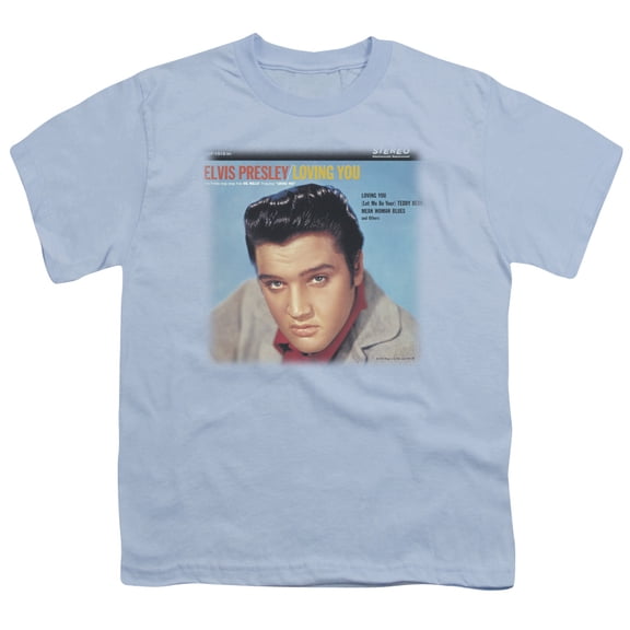 Trevco ELV673-YT-1 Elvis Presley & Loving You Soundtrack Youth 18-1 Short Sleeve T-Shirt, Carolina Blue - Small