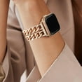 thumbnail image 2 of Dwitch iWatch Bands for Women Compatible with Apple Watch Band 38mm 40mm 41mm Adjustable Metal Band Cowboy Steel Chain Bracelet for iWatch Series 9/8/7/6/5/4/3/2/1/SE,Rosegold, 2 of 7