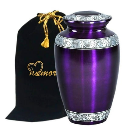Greenwich Urn - Mulberry WIth Silver Band Cremation Urn for Human Ashes - Adult Funeral Urn Handcrafted - Affordable Urn for Ashes - Large Urn Deal