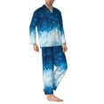 thumbnail image 2 of Uemuo Blue Glitter Sparkles Pattern 2-Piece Loungewear Set - Men’s Soft Sleepwear, Cozy Winter PJs, Comfy Sleep Set-Small, 2 of 7