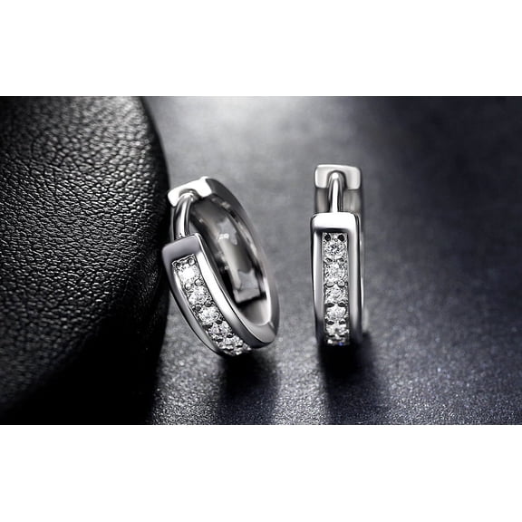 2Ct Round Cut Lab Created White Diamond Women's Huggie Hoop Earrings 14K White Gold Plated Silver