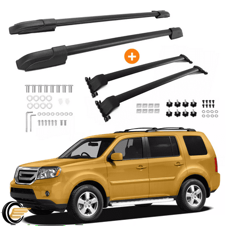 Aluminum 4Pcs Roof Rack Side Rail   Cross Bar For Honda Pilot 2009 2010-2015