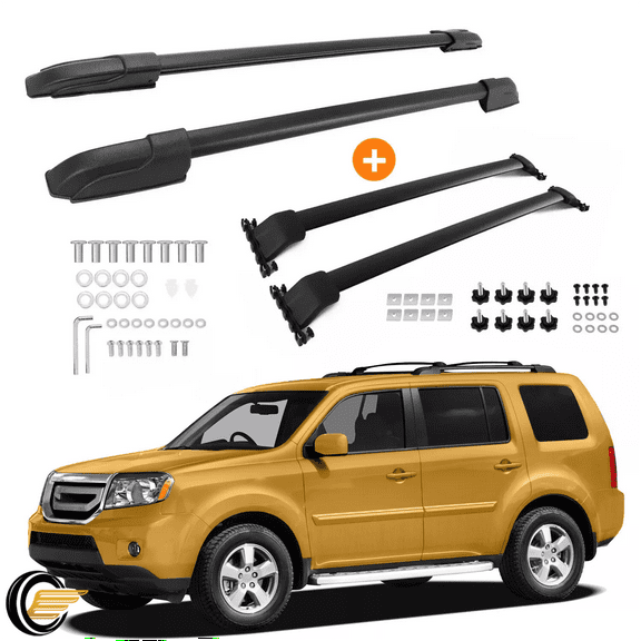 Aluminum 4Pcs Roof Rack Side Rail   Cross Bar For Honda Pilot 2009 2010-2015