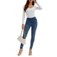 thumbnail image 2 of INSPIRE CHIC Women's Long Sleeve Bodysuit Slim Fit V Neck Tummy Control Brief Shapewear S White, 2 of 5