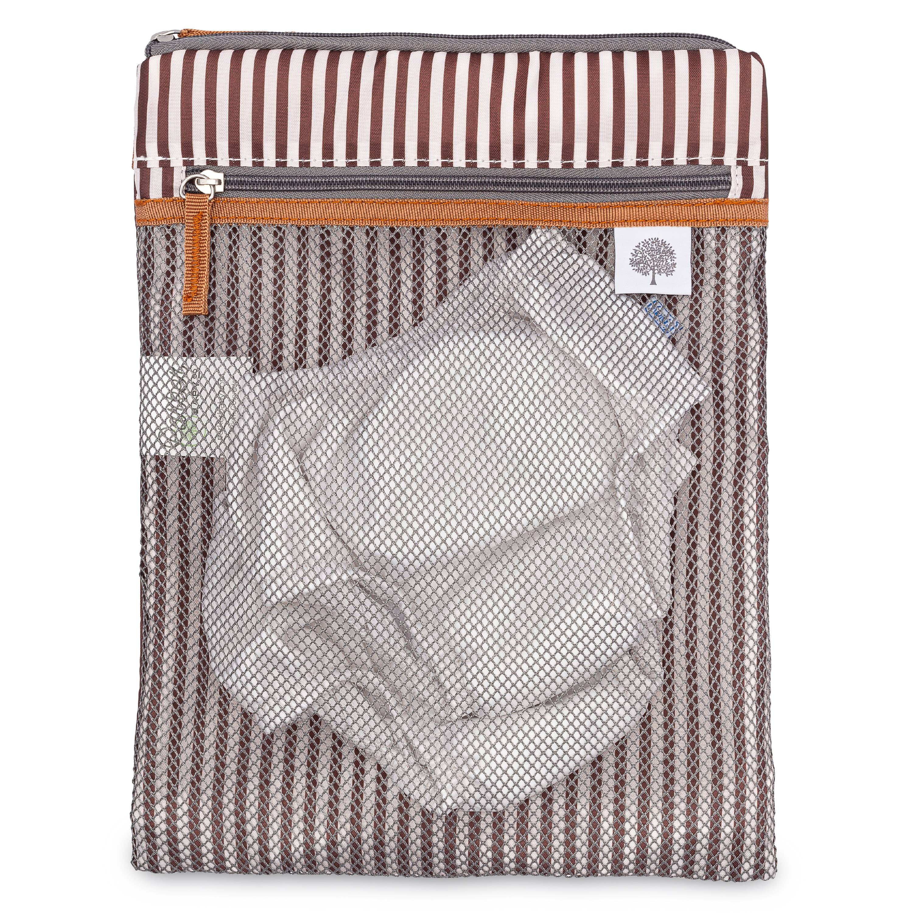 Parker Baby Wet Dry Bag - Waterproof Diaper Bag Accessory for Dirty Clothes/ Diapers - Brown & White Stripes - Walmart.com