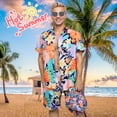 thumbnail image 4 of Alaiyaky Hawaiian Shirts for Men, Mens T Shirt and Short Bucket Hat Sunglasses Set Short Sleeve Tropical Summer Beach Vacation Fancy Costume Adult Outfit, 4 of 7