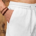 thumbnail image 6 of Mens Casual Soft Cotton Linen Long Shorts Knee Below Sport Running Lounge Work Shorts Capri Pant Size 2XL White, 6 of 7