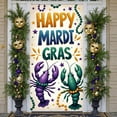 thumbnail image 3 of Purple Green Gold Mardi Gras Banner Festive Design Carnival Backdrop Crawfish Pattern Beaded Decoration Mardi Gras Party Display for Mardi Gras Party Carnival Celebration Festive Parade, 3 of 9