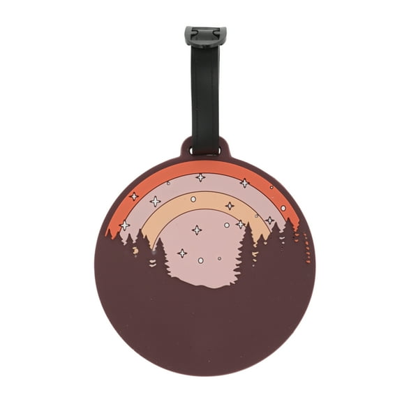 Unique Bargains 1 Pc Rainbow Starry Sky Luggage Tag for Travelling Pink Soft Rubber