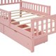 thumbnail image 4 of Cama de plataforma de madera de tamaño doble con barandillas en ambos lados y dos cajones de almacenamiento, 4 of 5