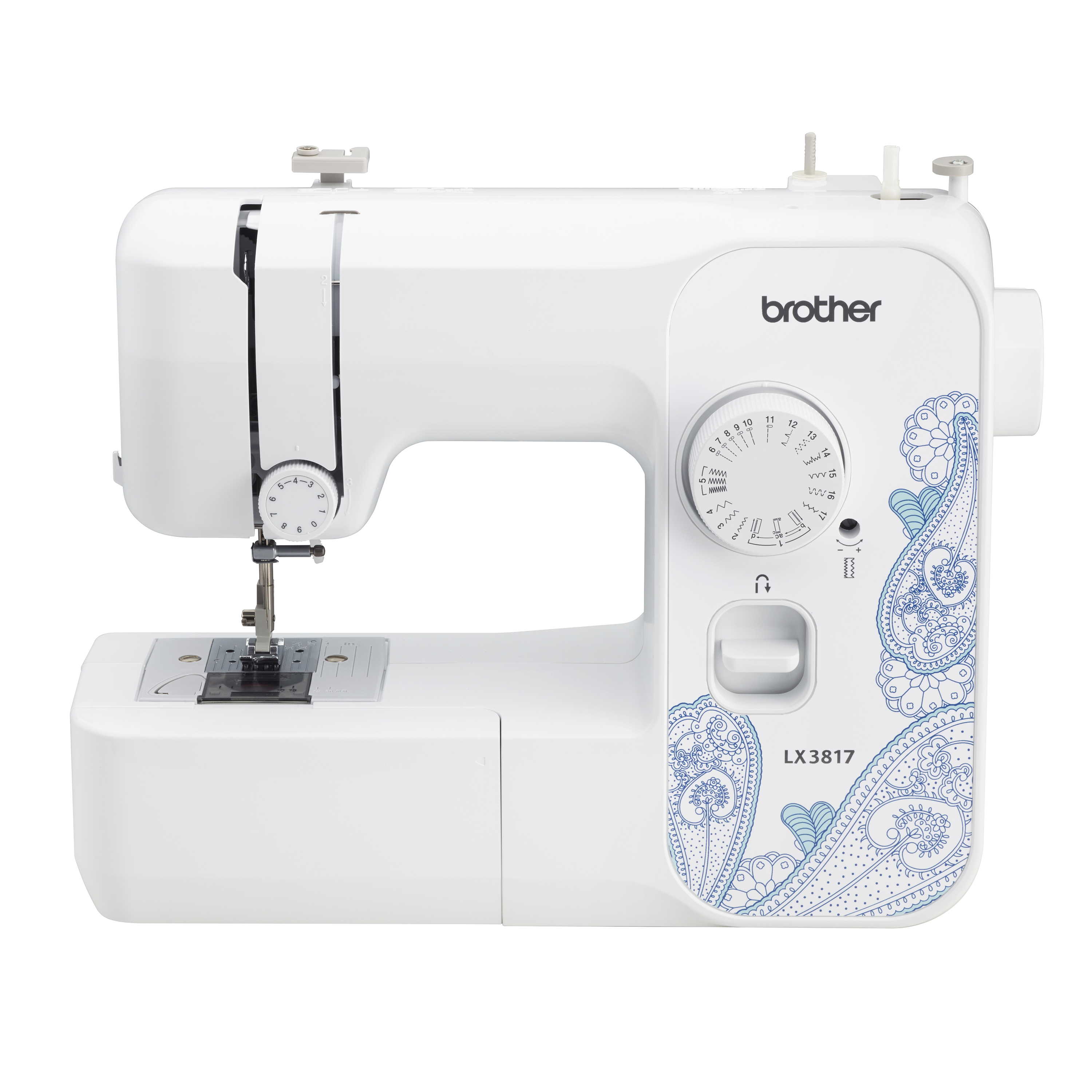 Brother LX3817 Reliable Beginner Full-Size Sewing Machine with 17 Built-In Stitches, Jam-Resistant Drop-In Bobbin & Free Arm for Sleeves and Pants