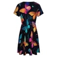 thumbnail image 5 of Butterfly Night Light Dress Summer Street Style Dresses Female Short Sleeve Printed Sundress, 5 of 7