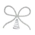 thumbnail image 3 of Bow Christmas Tree Topper Xmas Tree Ornament Silver Metal Stylish Festive for Living Room Parties, 3 of 8