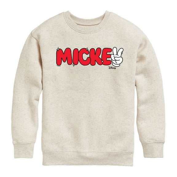 Disney - Mickey Red Hand Peace Sign - Toddler & Youth Crewneck Fleece Sweatshirt