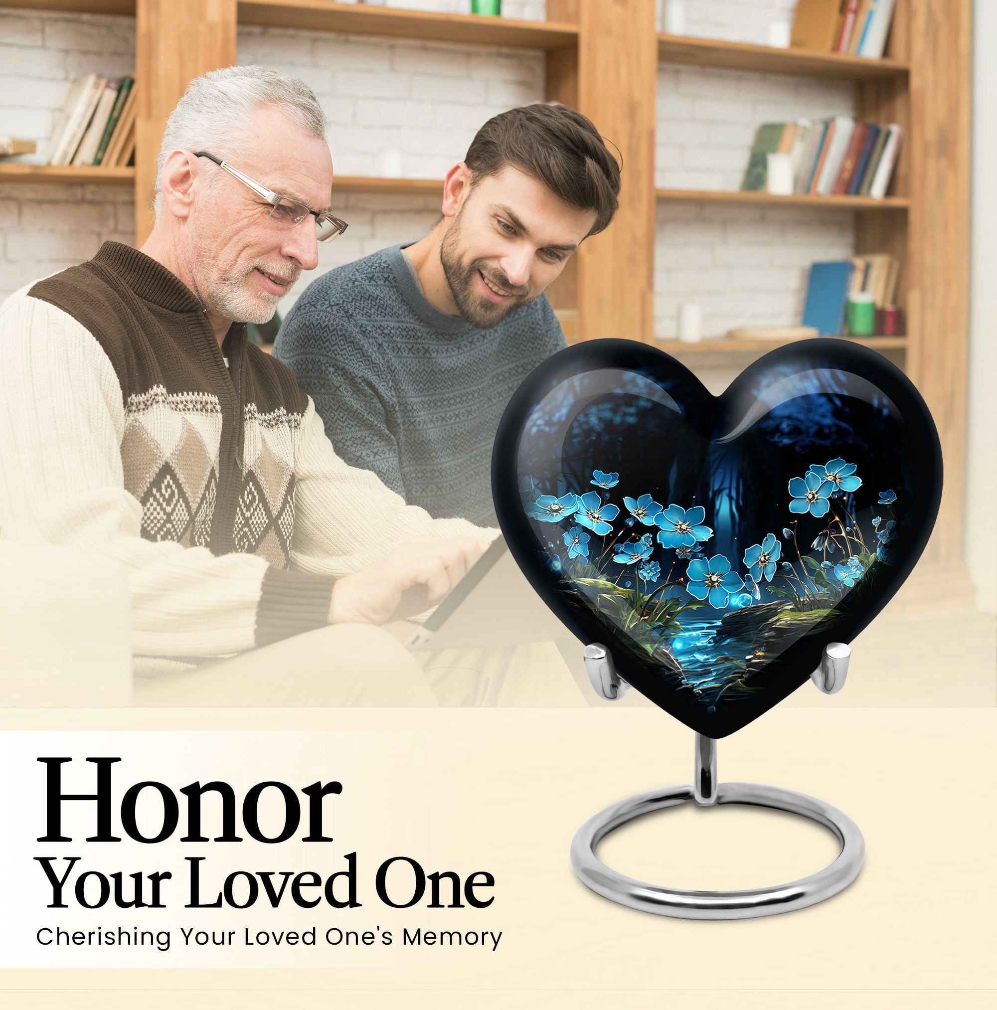 Forget Me Not Flower Urn For Ashes, Small Urns For Human Ashes Keepsake, Cremation Urns For Women, Heart Shaped Urns For Adult Ashes Men, Mini Urns For Ashes For Women, Decorative Urn 3 Inch 1pcs
