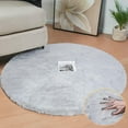 thumbnail image 2 of ORINOVA Machine Washable Shaggy Area Rugs For Living Room Faux Rabbit Fluffy Fur Rug For Bedroom Small Circle Nursery Rug Grey Sheepskin Round Rug 3ft, 2 of 9