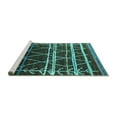 thumbnail image 2 of Ahgly Company Machine Washable Indoor Square Oriental Turquoise Blue Industrial Area Rugs, 8' Square, 2 of 4