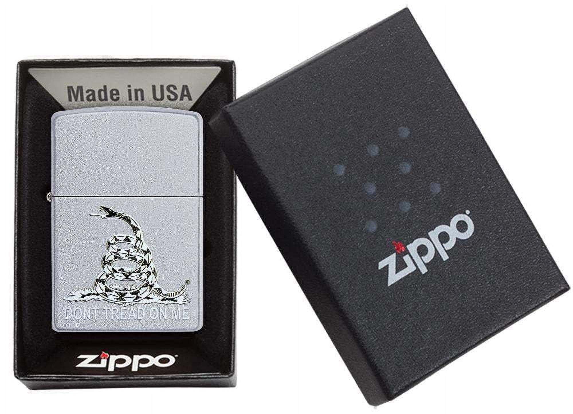 Zippo Don't Tread on Me Satin Chrome Pocket Lighter