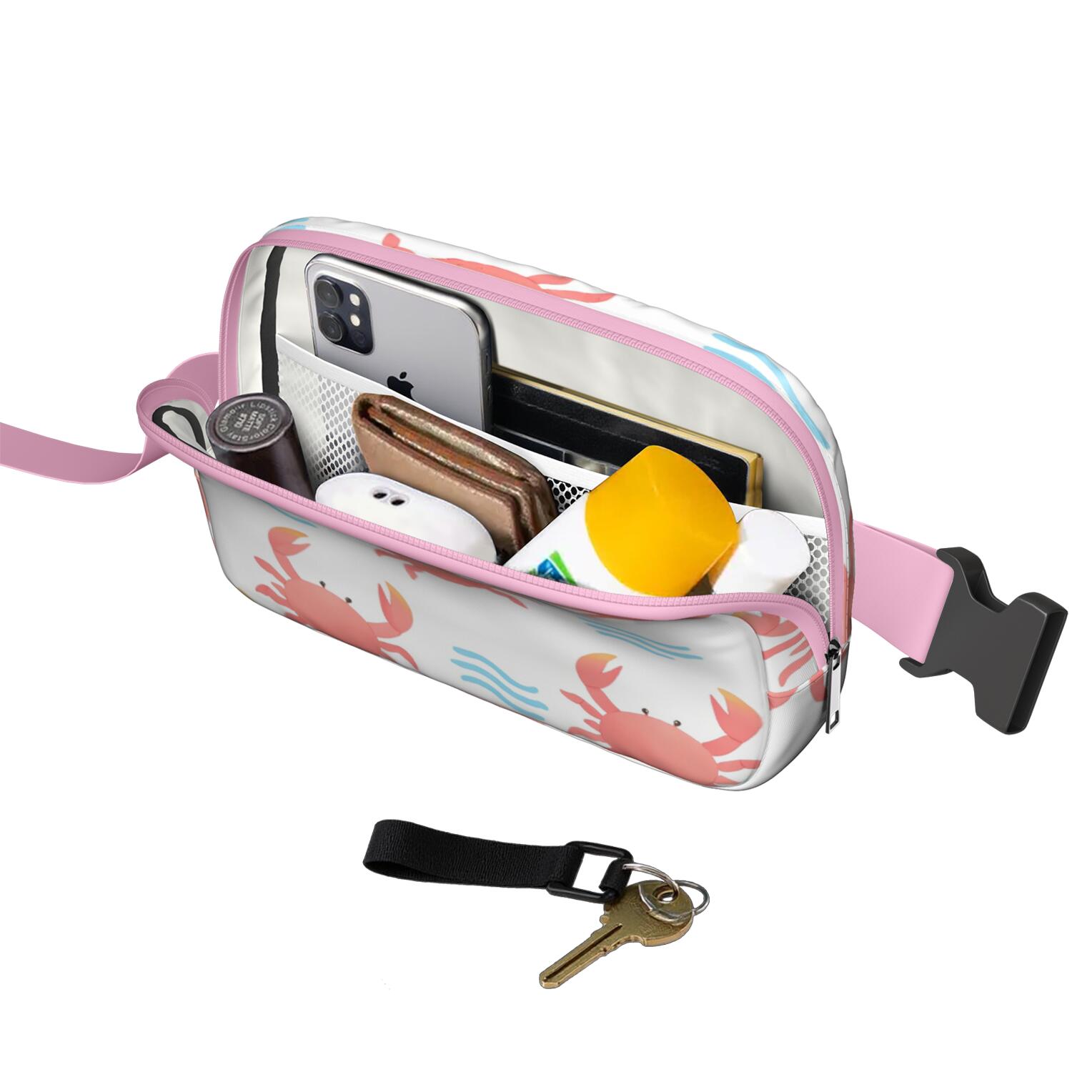 Belt Bag Fashion Waist Packs Bag with Adjustable Strap Marine Adorable Crab Sporty Waist Pack for Running for Workout