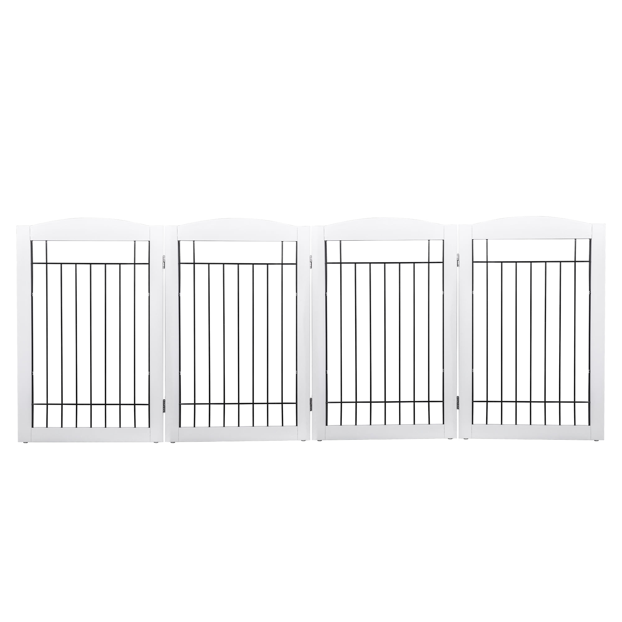 STAROUS Freestanding Wire Pet Gate for Dogs, 80 inches Extra Wide, 30 inches Tall Dog Gate, White- 4 Panels