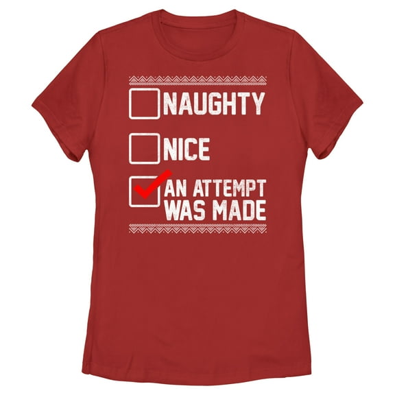 Women's Lost Gods Christmas Attempt List  Graphic Tee Red Large
