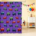 thumbnail image 2 of Erosebridal Cartoon Car Shower Curtain 72Wx84L, Automobile Bathroom Shower Curtain, Purple Blue, 2 of 5