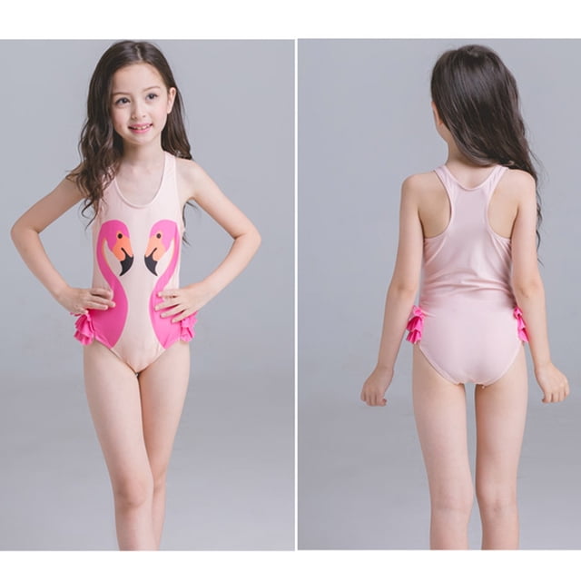 Traje De Baño De Una Pieza Para Niñas Y Bebés, Traje De Baño Con Estampado De Cisne (Rosa 4-5T)-202943.04 Likrtyny Mujer