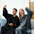 thumbnail image 4 of Winthome Wearable Blanket with Sleeves Super Soft TV Throw Blanket(Black) Comfy Warm for Adult Women Men XL(55.1*78.7''), 4 of 8