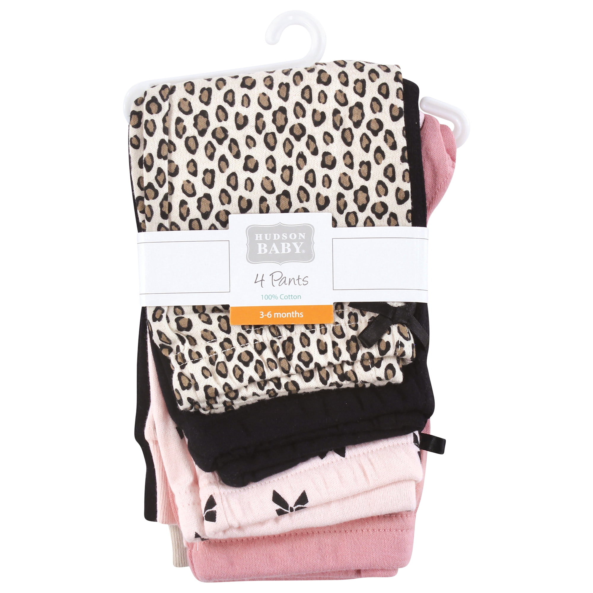 Hudson Baby Girls Cotton Pants and Leggings, Leopard Bows, 5T