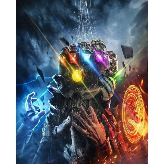 Diamond Painting Kits for Adults,5D Full Round Diamond Diamond Art Kit, Large Dots Diamond Painting for Beginners, DIY Beads for Home Wall Decor, Infinity Gauntlet 12x16inch