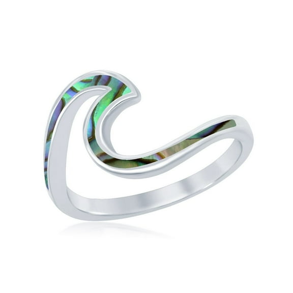 Beaux Bijoux Sterling Silver Abalone Wave Design Ring